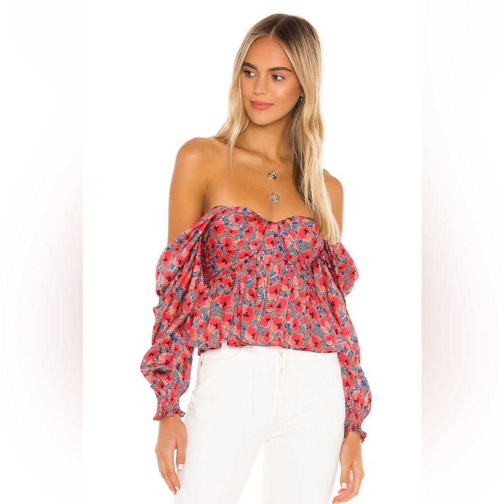 REVOLVE Burna Blouse in Red Poppy Floral